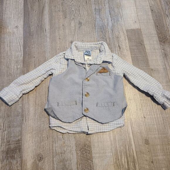 Little lad 18 month button down shirt with vest overlay - Picture 1 of 6